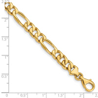 14k 7mm Hand-Polished Figaro Link Bracelet-LK107-8