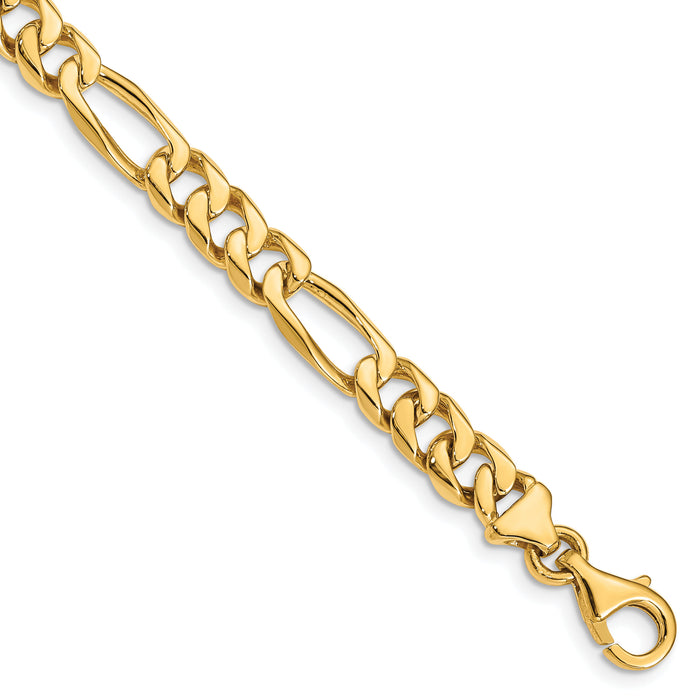 14k 7mm Hand-Polished Figaro Link Bracelet-LK107-8