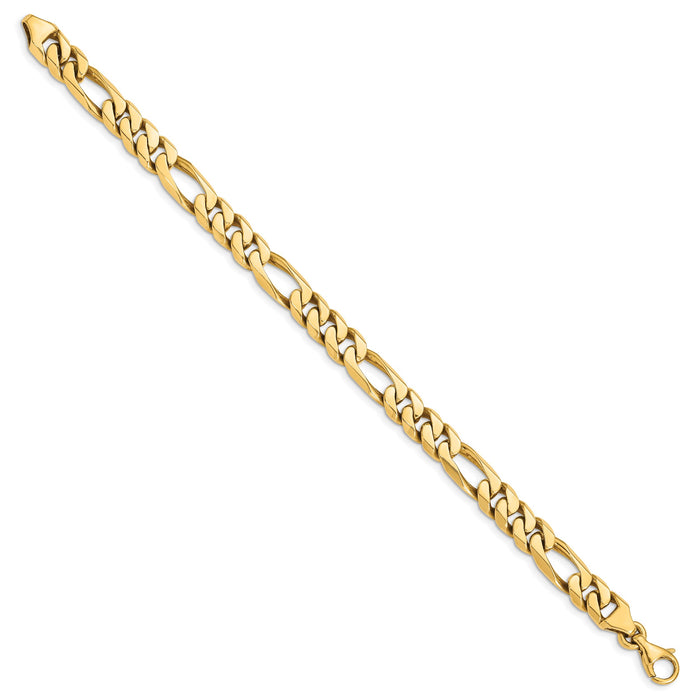 14k 8mm Hand-polished Figaro Link Bracelet-LK108-9