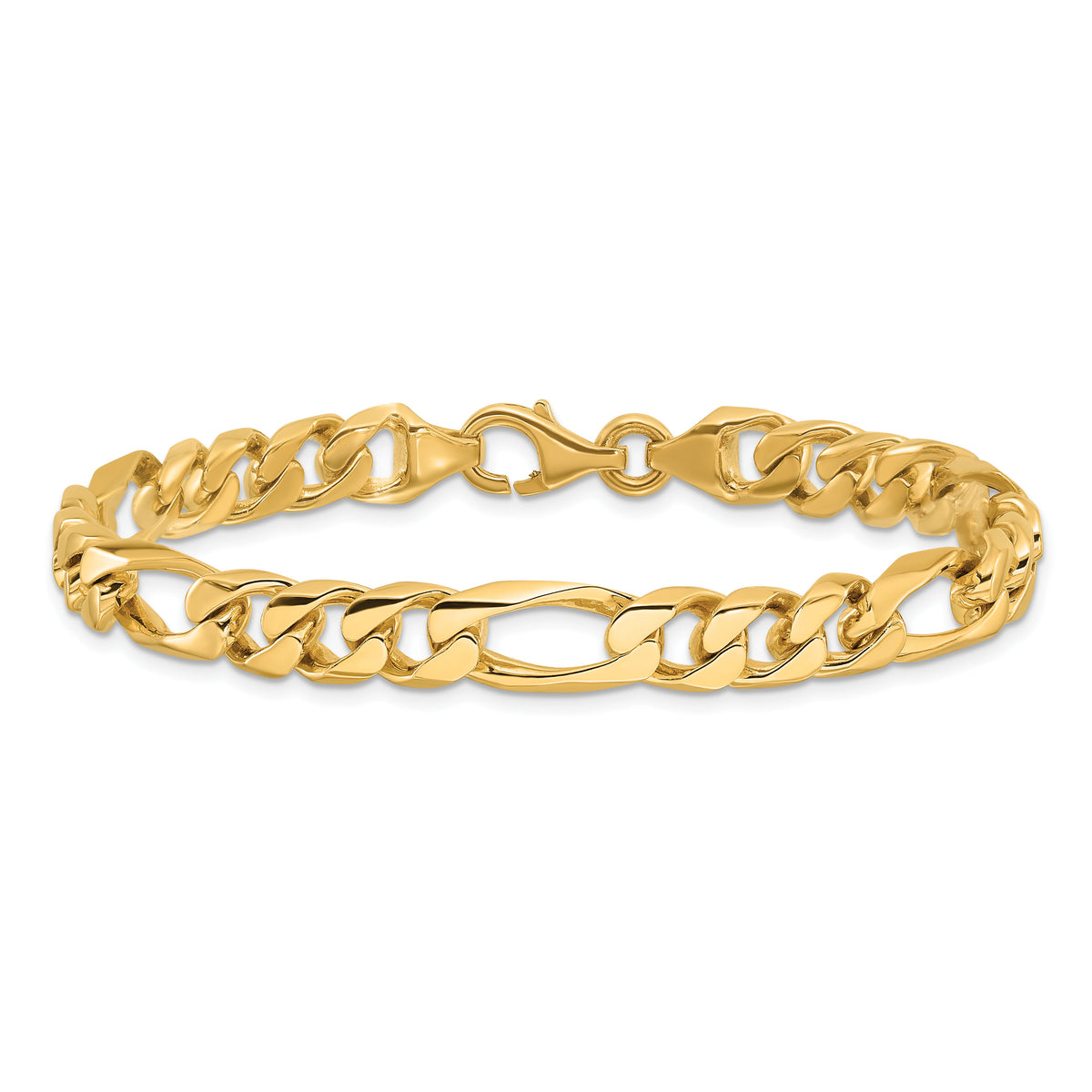 14k 8mm Hand-polished Figaro Link Bracelet-LK108-8