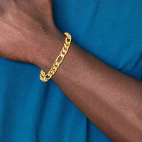 14k 8mm Hand-polished Figaro Link Bracelet-LK108-8