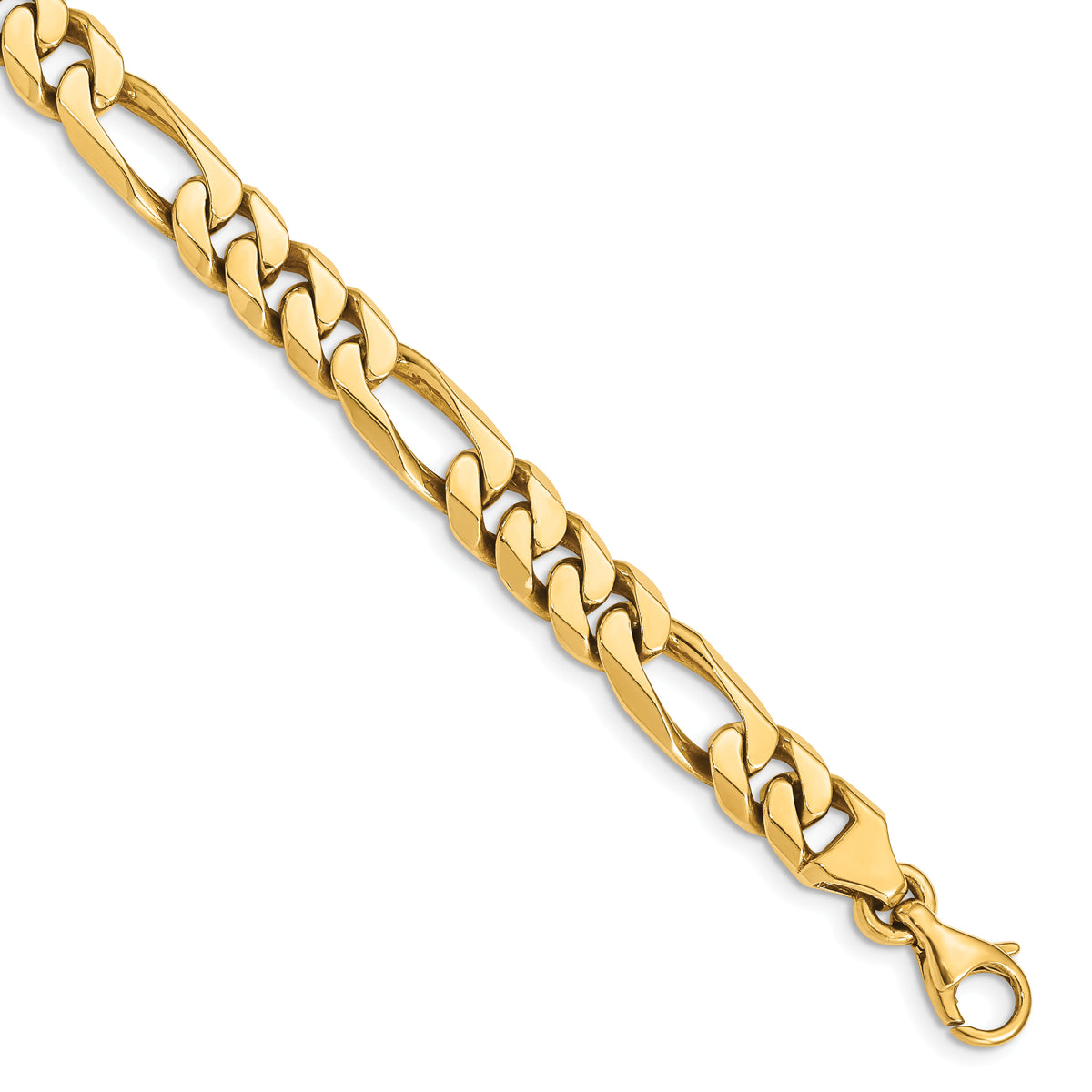 14k 8mm Hand-polished Figaro Link Bracelet-LK108-8