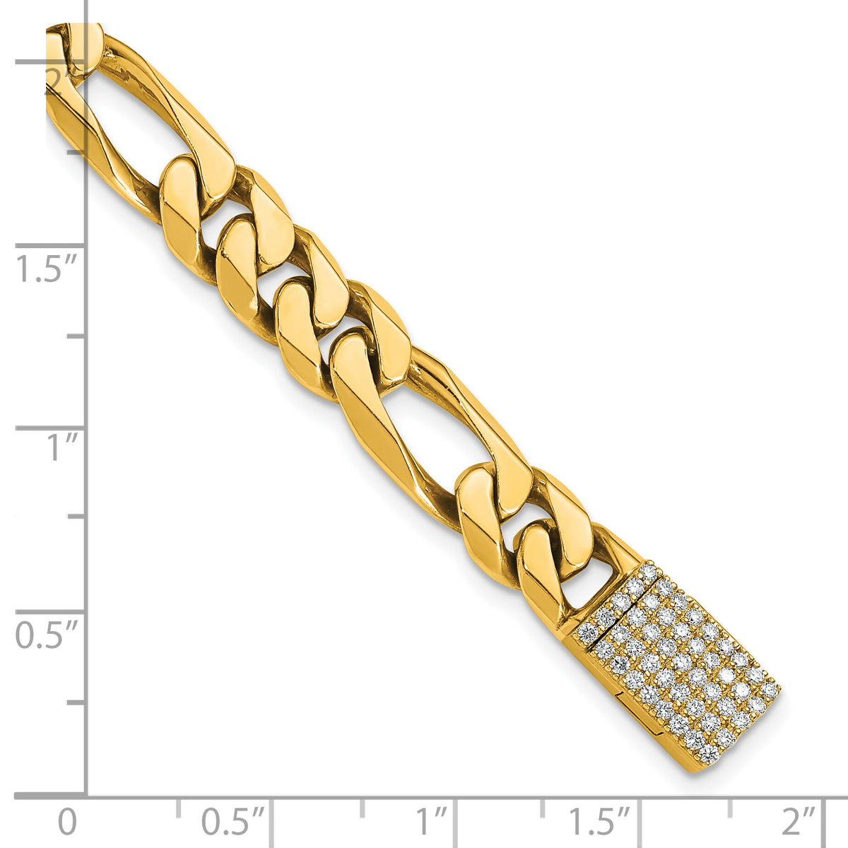 14k 8mm Hand-polished Figaro Link Diamond Clasp Bracelet-LK108DIA-8