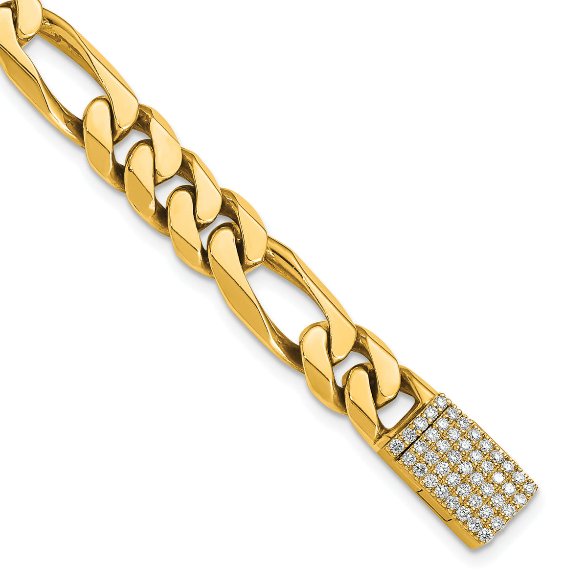 14k 8mm Hand-polished Figaro Link Diamond Clasp Bracelet-LK108DIA-8