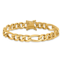 14k 9mm Hand-polished Figaro Link Bracelet-LK109-8