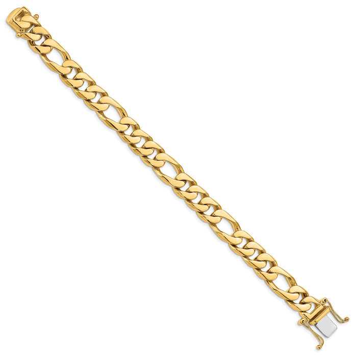 14K 10mm Hand-Polished Figaro Link Bracelet-LK110-8