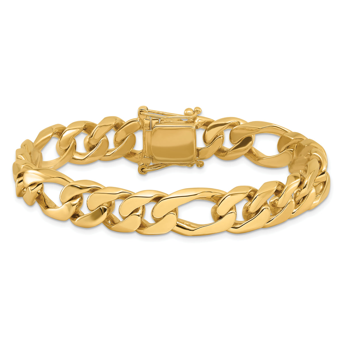 14K 10mm Hand-Polished Figaro Link Bracelet-LK110-8