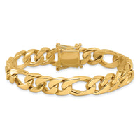 14K 10mm Hand-Polished Figaro Link Bracelet-LK110-8