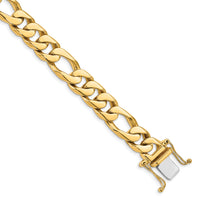 14K 10mm Hand-Polished Figaro Link Bracelet-LK110-8