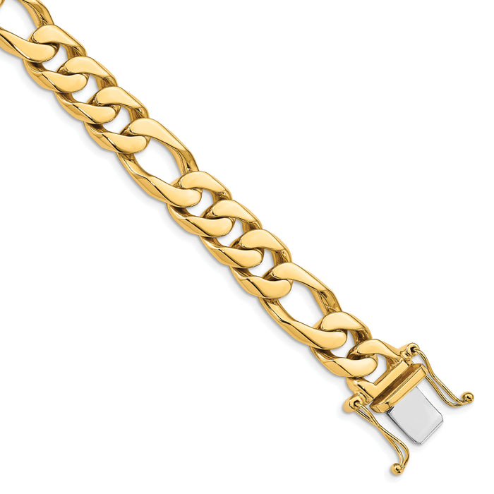 14K 10mm Hand-Polished Figaro Link Bracelet-LK110-8
