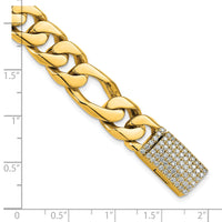 14K 10mm Hand-Polished Figaro Link Diamond Clasp Bracelet-LK110DIA-8