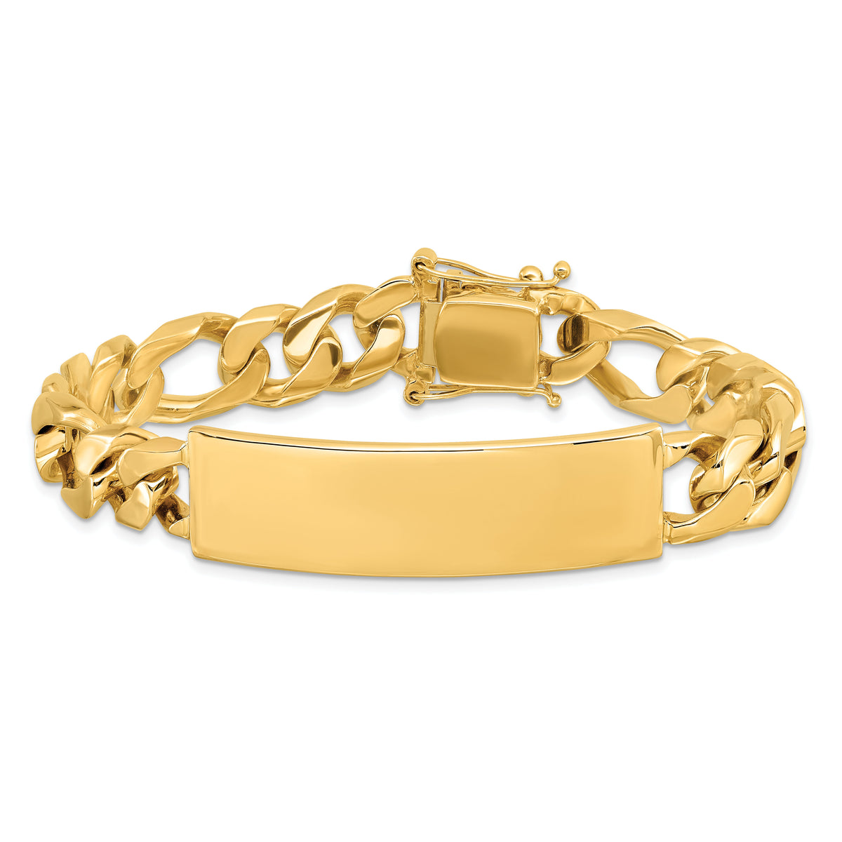 14k Hand-polished Figaro Link ID Bracelet-LK110ID-8.5