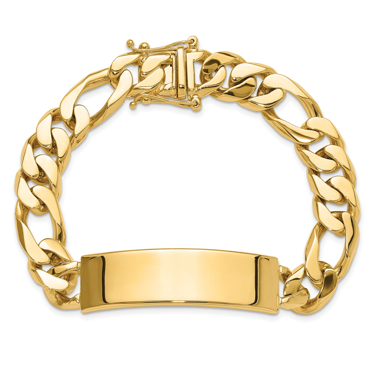 14k Hand-polished Figaro Link ID Bracelet-LK110ID-8.5