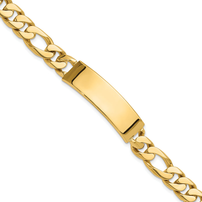 14k Hand-polished Figaro Link ID Bracelet-LK110ID-8.5