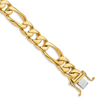 14k 13mm Hand-polished Figaro Link Bracelet-LK111-8