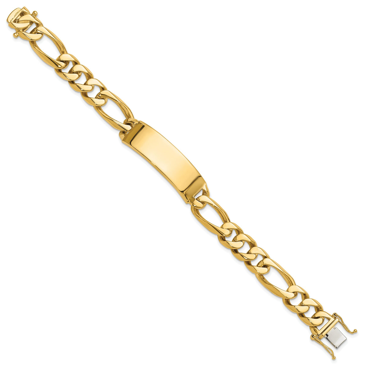 14k Hand-polished Figaro Link ID Bracelet-LK111ID-8.5