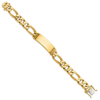 14k Hand-polished Figaro Link ID Bracelet-LK111ID-8.5
