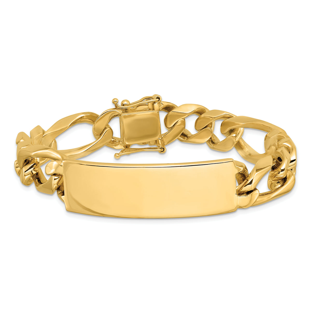 14k Hand-polished Figaro Link ID Bracelet-LK111ID-8.5