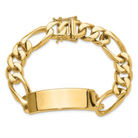 14k Hand-polished Figaro Link ID Bracelet-LK111ID-8.5