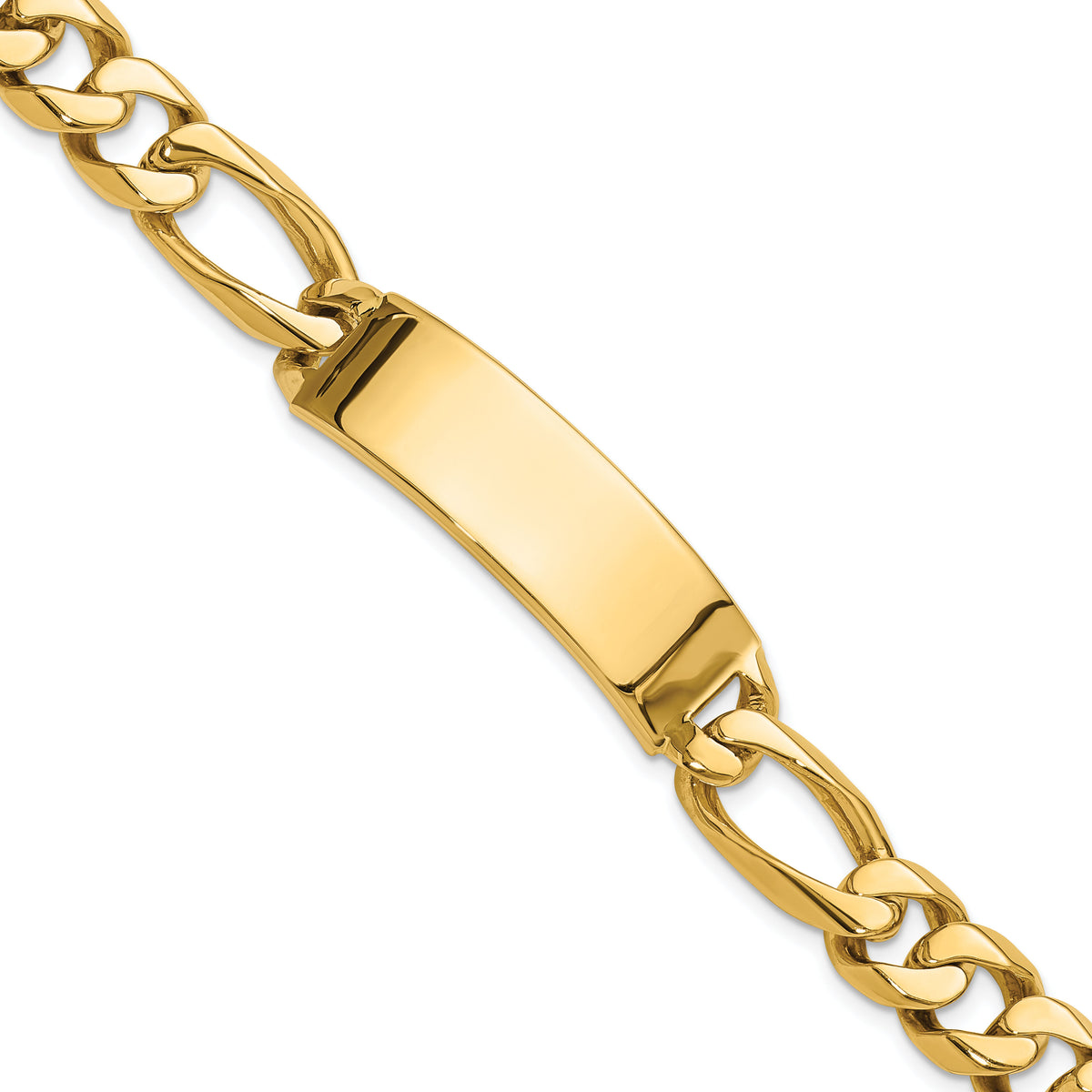 14k Hand-polished Figaro Link ID Bracelet-LK111ID-8.5