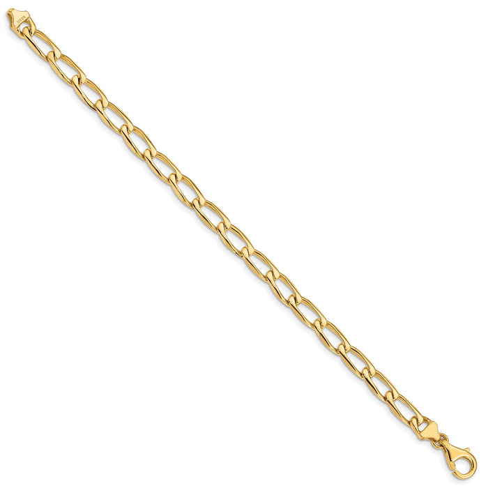 14K 5.9mm Hand-Polished Open Link Bracelet-LK113-7