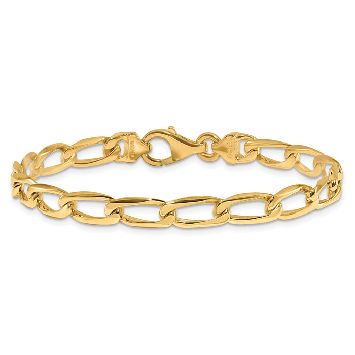 14K 5.9mm Hand-Polished Open Link Bracelet-LK113-8
