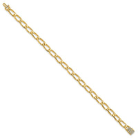 14K 5.9mm Hand-Polished Open Link Diamond Clasp Bracelet-LK113DIA-8