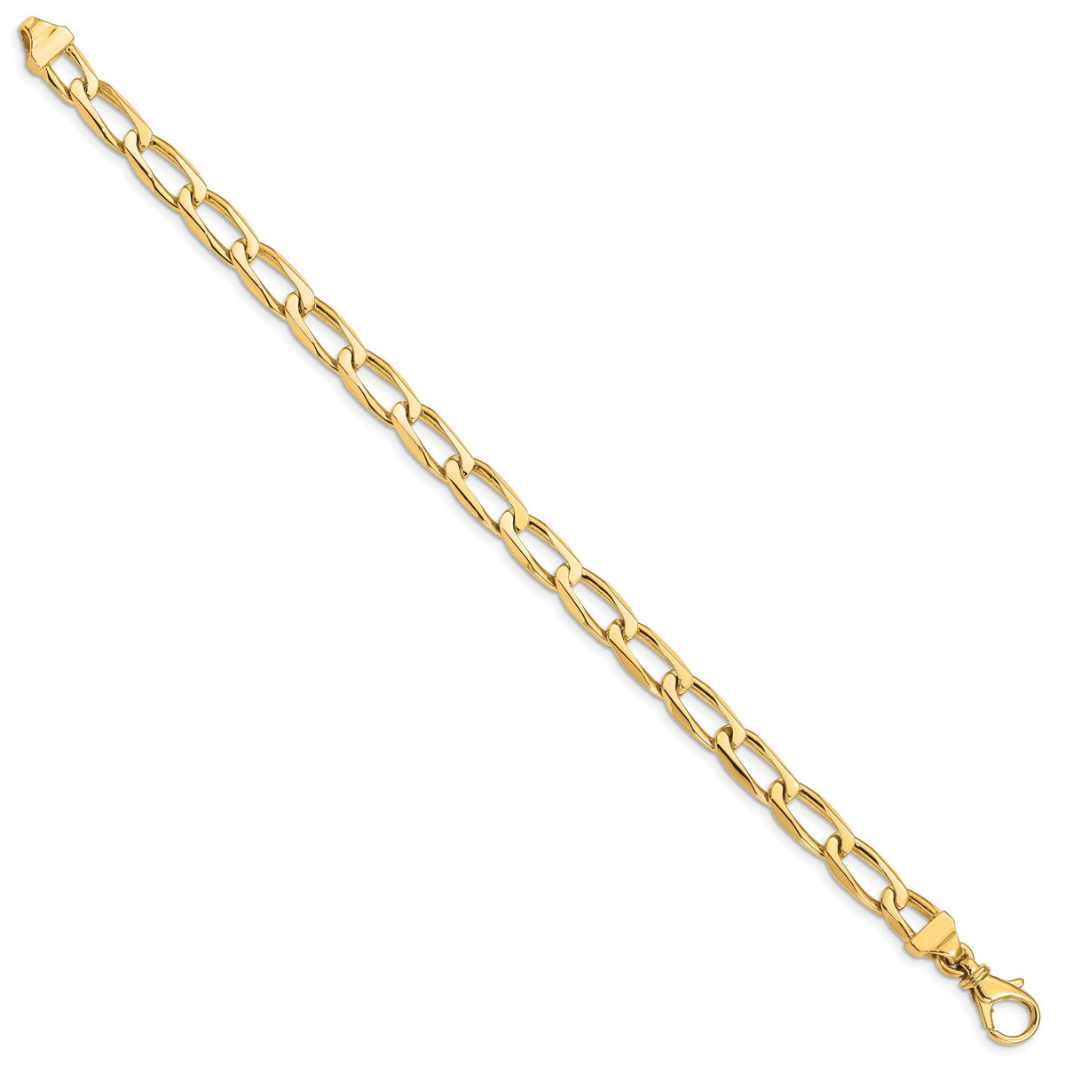 14K 6.5mm Hand-Polished Open Link Bracelet-LK114-7