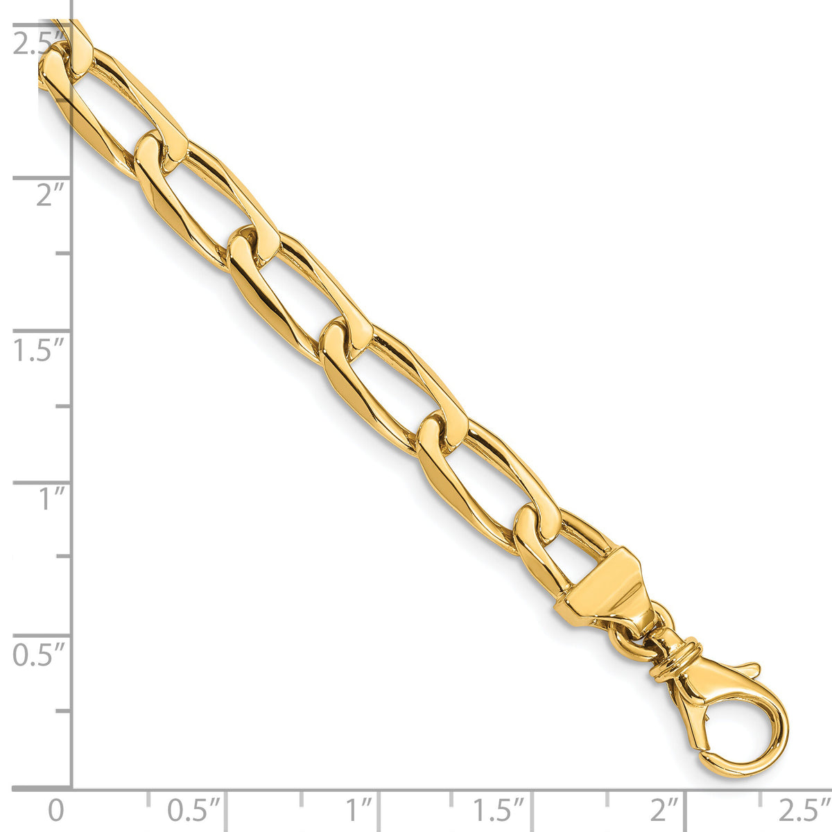 14K 6.5mm Hand-Polished Open Link Bracelet-LK114-7