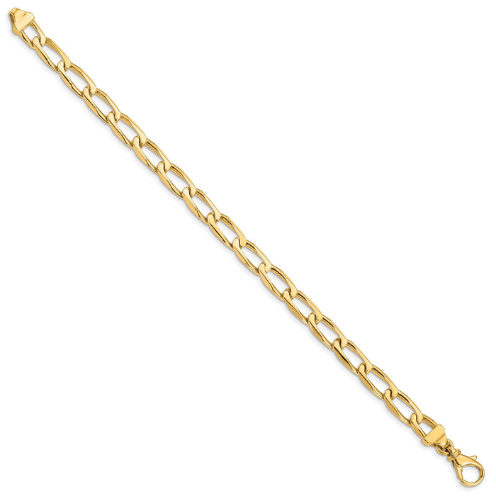 14K 6.5mm Hand-Polished Open Link Bracelet-LK114-8