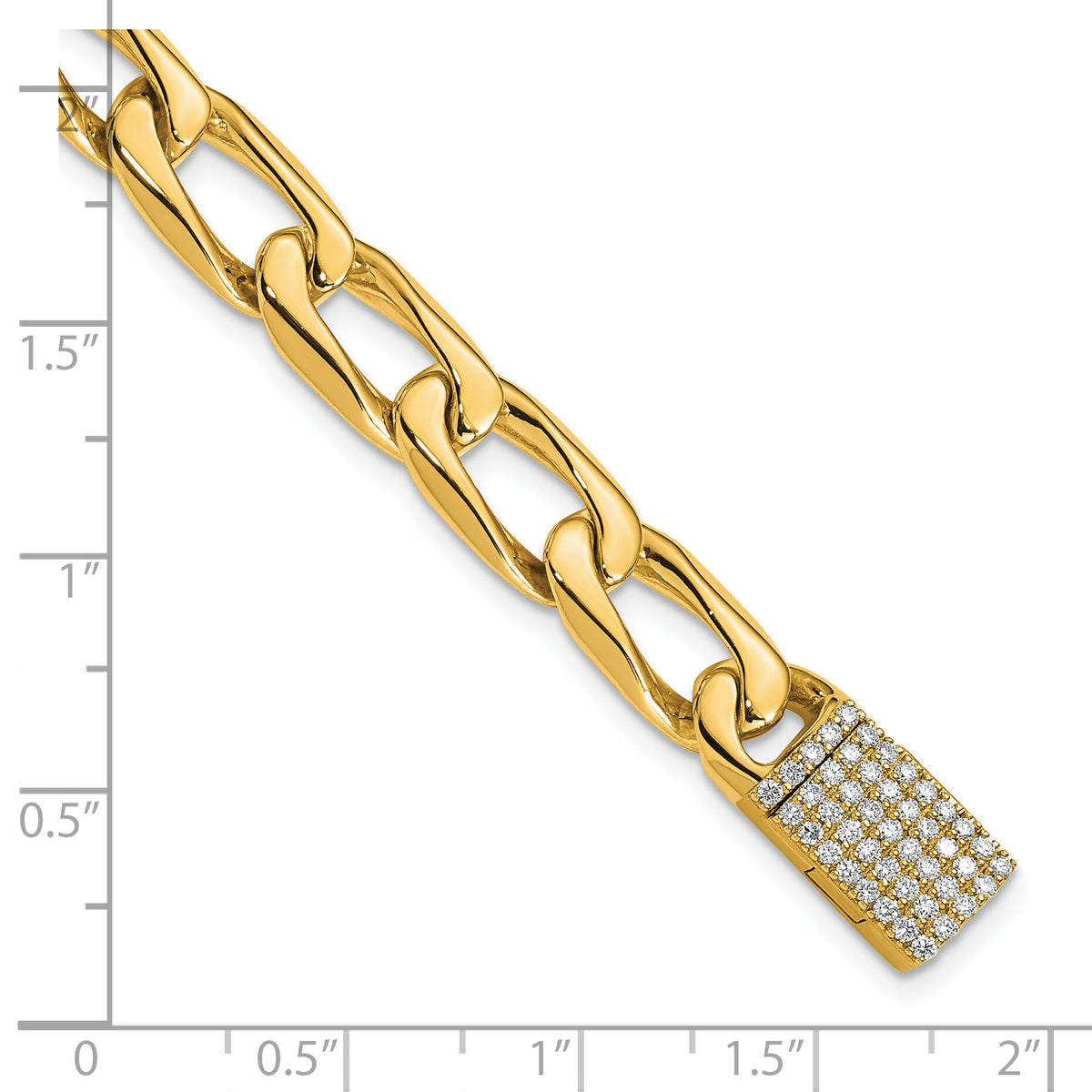 14K 8.5mm Hand-polished Open Link Diamond Clasp Bracelet-LK115DIA-8