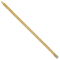 14k 7mm Hand-polished Traditional Link Diamond Clasp Bracelet-LK117DIA-8