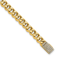 14k 7mm Hand-polished Traditional Link Diamond Clasp Bracelet-LK117DIA-8