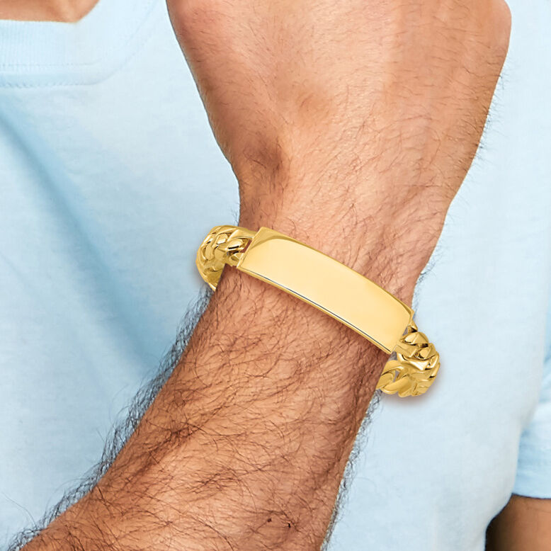 14k Hand-polished Curb Link ID Bracelet-LK120ID-8
