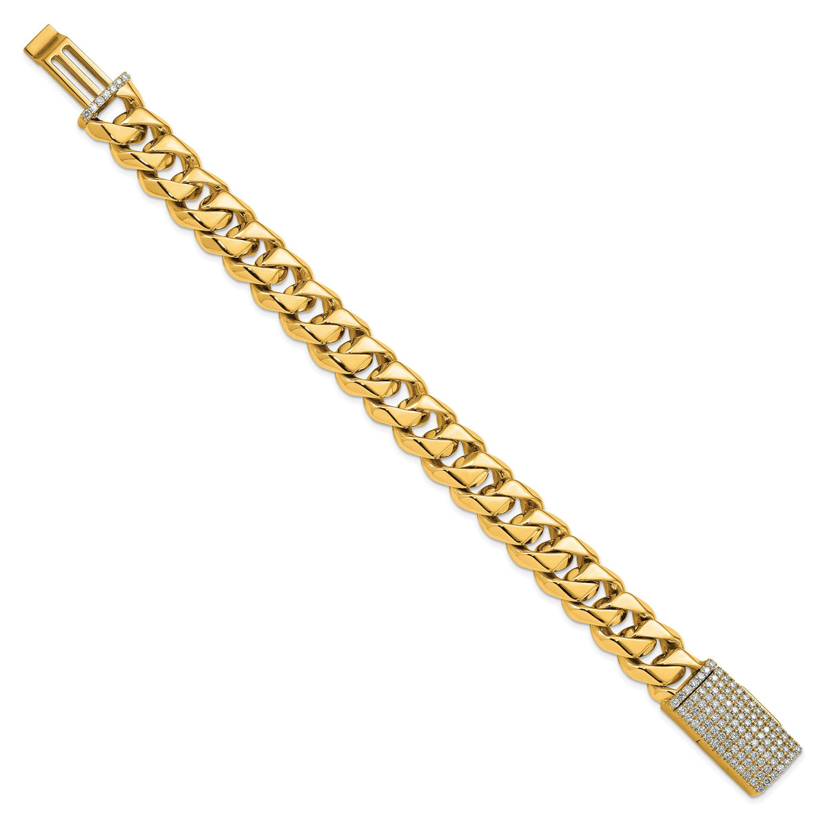 14k 14mm Hand-Polished Traditional Link Diamond Clasp Chain-LK121DIA-8