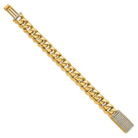 14k 14mm Hand-Polished Traditional Link Diamond Clasp Chain-LK121DIA-8