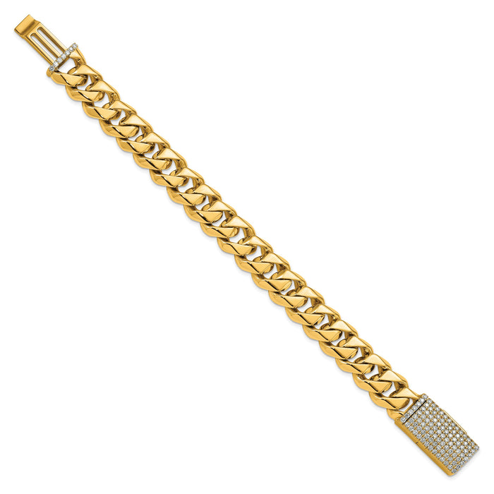 14k 14mm Hand-Polished Traditional Link Diamond Clasp Chain-LK121DIA-8