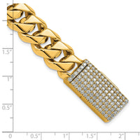 14k 14mm Hand-Polished Traditional Link Diamond Clasp Chain-LK121DIA-8