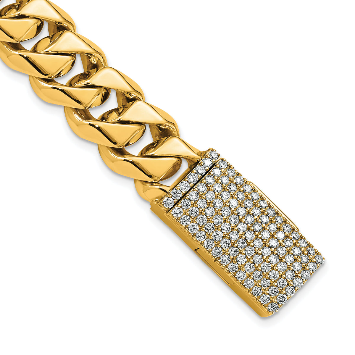 14k 14mm Hand-Polished Traditional Link Diamond Clasp Chain-LK121DIA-8