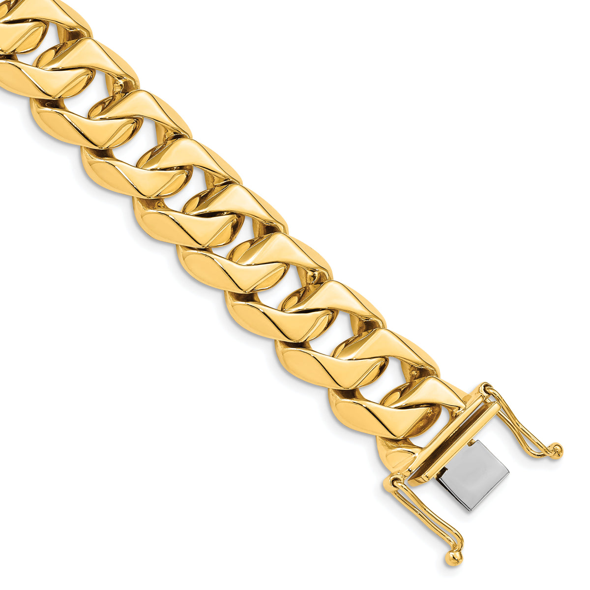 14k 15mm Hand-polished Traditional Link Bracelet-LK122-8