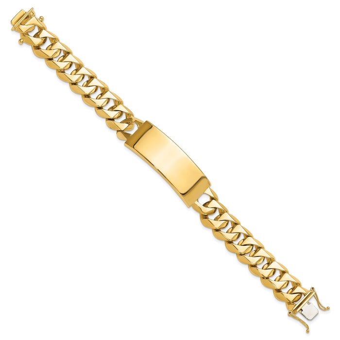 14k Hand-polished Heavy Curb Link ID Bracelet-LK122ID-8.5