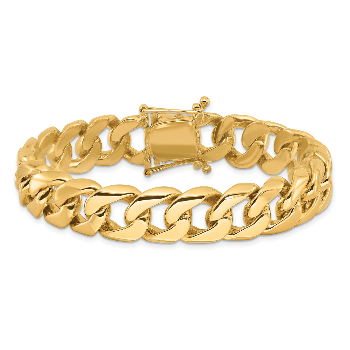 14k 13.4mm Hand-polished Rounded Curb Link Bracelet-LK128-8