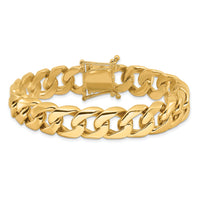 14k 13.4mm Hand-polished Rounded Curb Link Bracelet-LK128-8