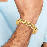 14k 13.4mm Hand-polished Rounded Curb Link Bracelet-LK128-8