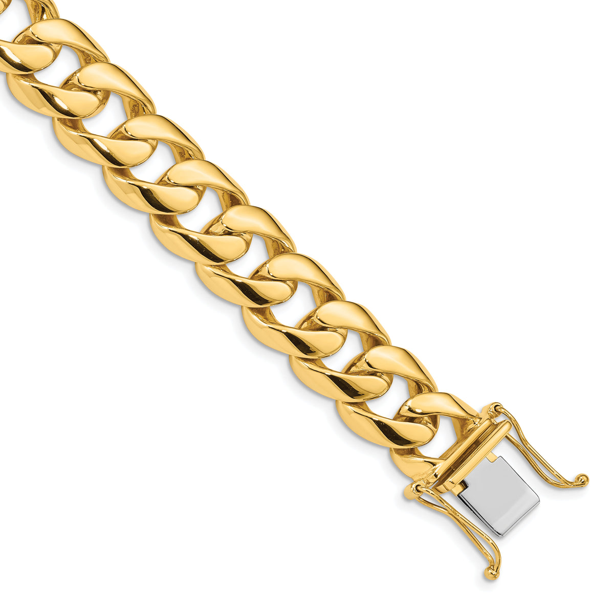 14k 13.4mm Hand-polished Rounded Curb Link Bracelet-LK128-8