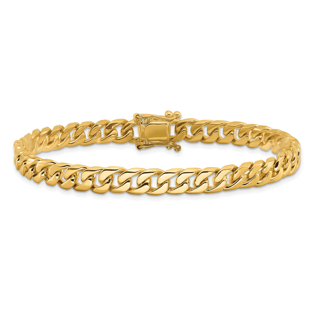 14k 6.8mm Hand-polished Flat Beveled Curb Link Bracelet-LK131-8