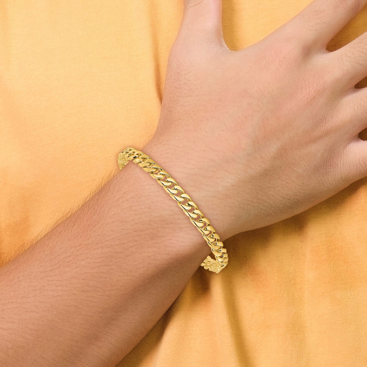 14k 6.8mm Hand-polished Flat Beveled Curb Link Bracelet-LK131-8