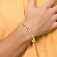 14k 6.8mm Hand-polished Flat Beveled Curb Link Bracelet-LK131-8