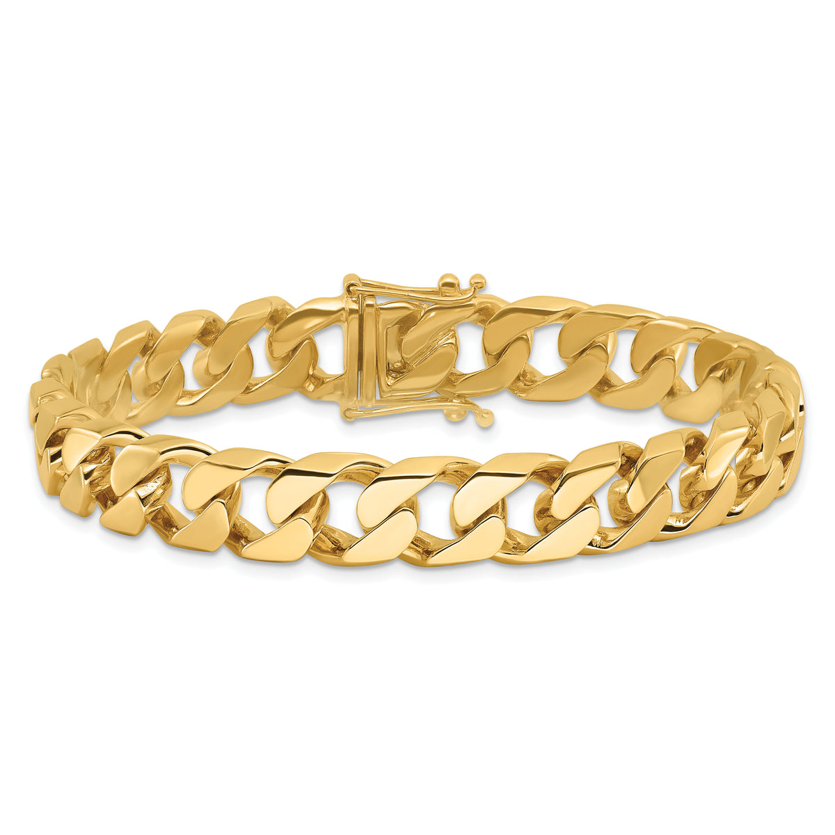 14K 10.6mm Hand-polished Flat Beveled Curb Link Bracelet-LK134-8