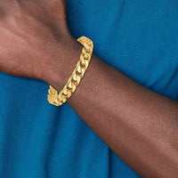 14K 10.6mm Hand-polished Flat Beveled Curb Link Bracelet-LK134-8